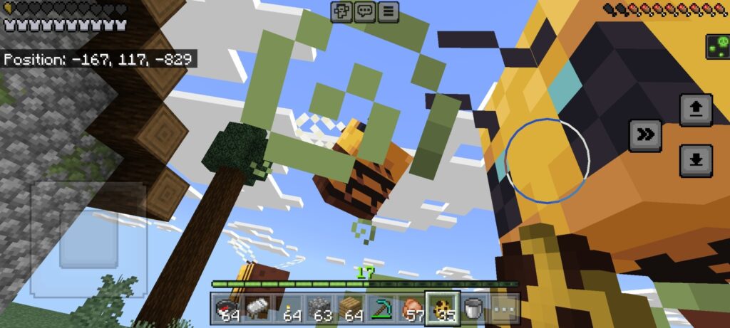 image showing character being swarmed and stung by minecraft bees