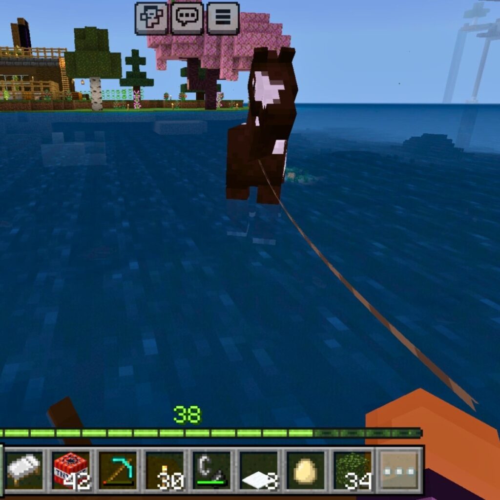 towing a horse behind a boat in minecraft