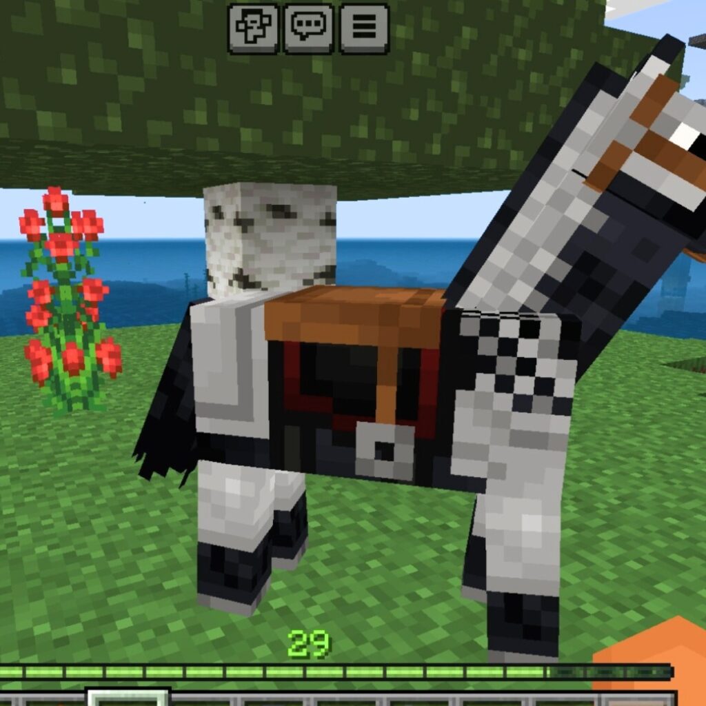 image of a saddle on a horse in minecraft